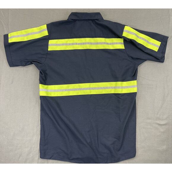 RED KAP LARGE MENS SHIRT BLUE REFLECTIVE STRIPE HI RES TOW TRUCK SAFETY - Picture 8 of 13